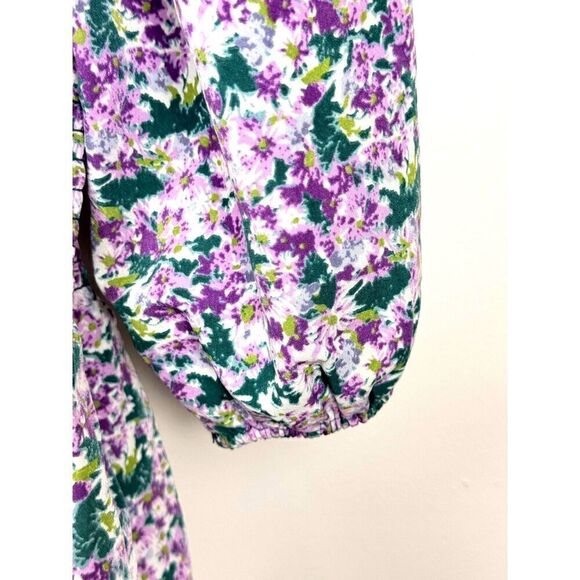 Anthropologie Pleione Floral Ruched Peplum Blouse Sz XS EUC - Picture 7 of 10